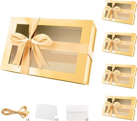 metallic gold box cardboard 6xx|Amazon.com: PACKQUEEN Gold Gift Box with Window .